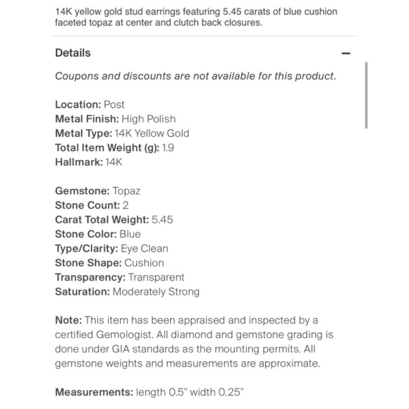 Brand New 14K Gold Topaz Stud Earrings - Picture 5 of 6